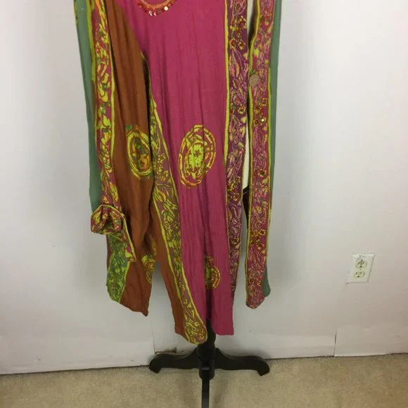 Soft Surroundings One Button Jacket 2X Womans Plus Pink Green Batik Print Rayon - Picture 9 of 15